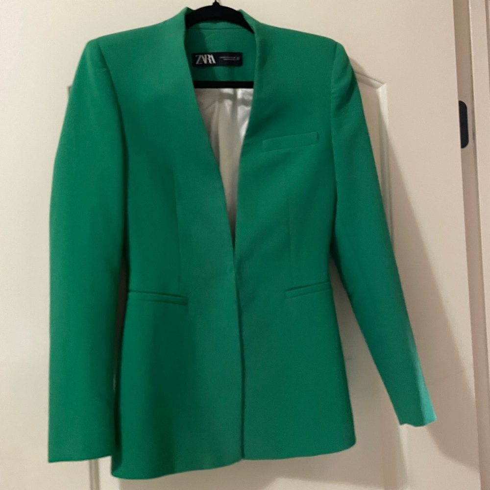 Zara Women's Green Inverted Lapel Blazer Size XS